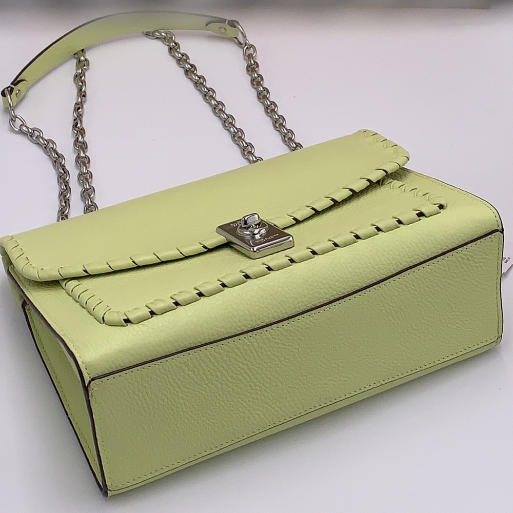 COACH NWT Lane Shoulder Bag With Whipstitch COLOR:
Silver/Pale Lime - Picture 11 of 16